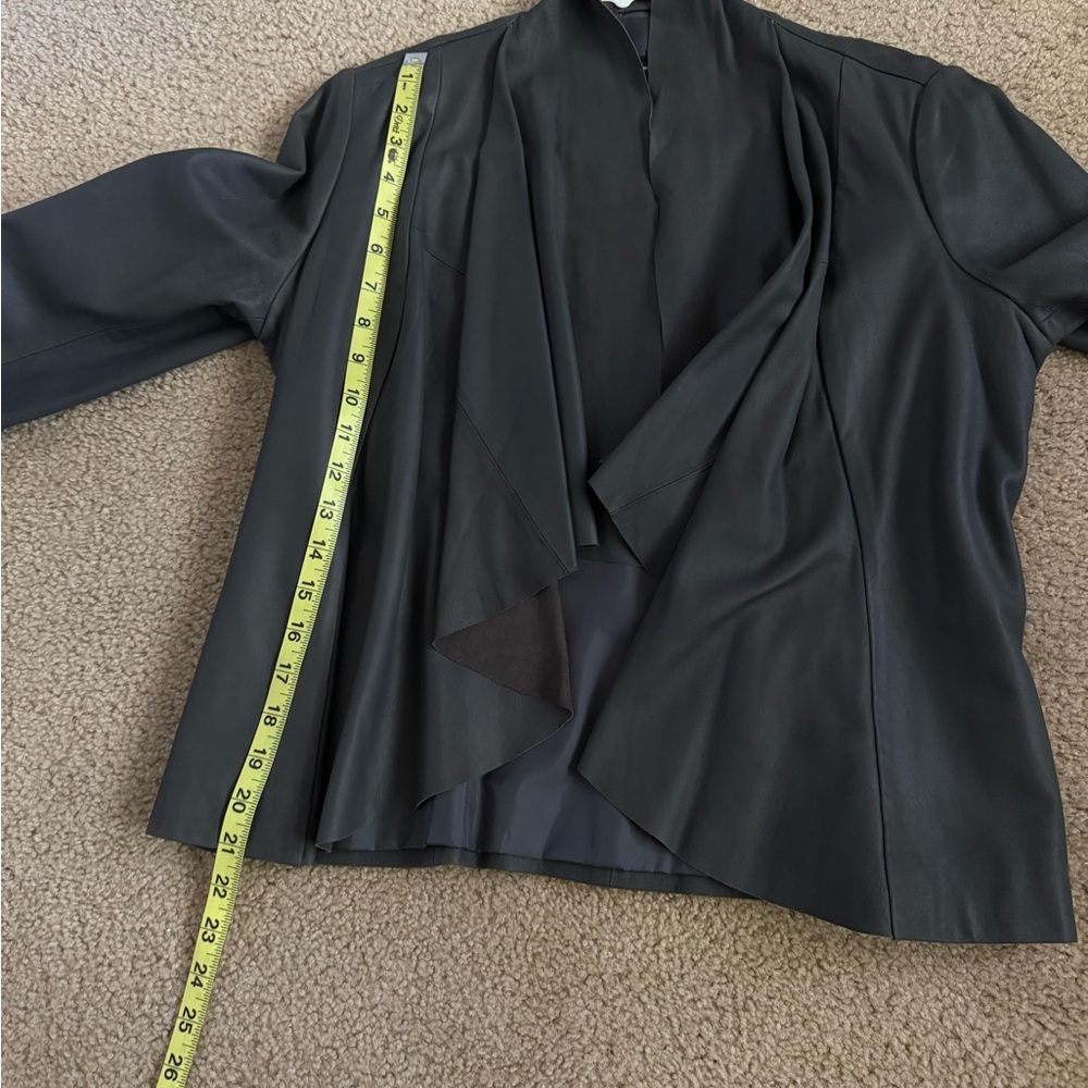 Aqua Smoke Grey Leather Waterfall Drape Moto Jacket NWT Size Small - Picture 6 of 7